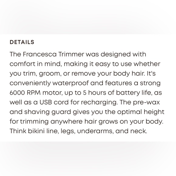 NWT Bushbalm The Francesca Body + Bikini hair trimmer - Picture 7 of 9
